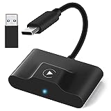 URJD Draadloze CarPlay Adapter 2023 Upgrade Draadloze CarPlay Dongle Converteer Bedrade Apple Car Play naar Draadloos, Plug & Play, Snelle Auto Connect, Compatibel met iPhone iOS 10+ & OEM Bedraad (Zwart)